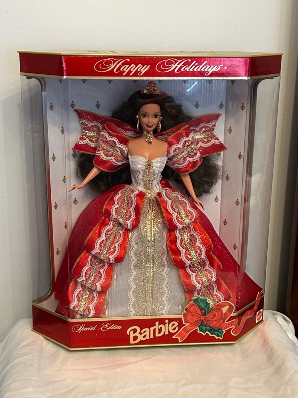 1997 Barbie Holiday Celebration Doll in Red, White & Gold